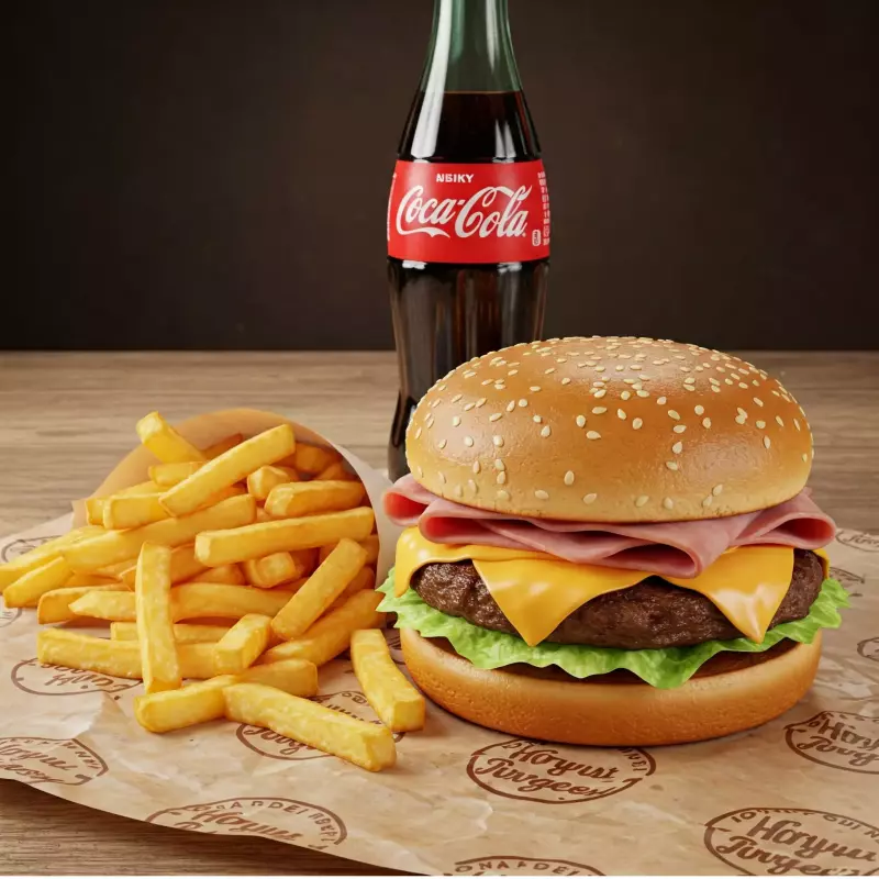 Hamburguesa, papas y coca 250 ml