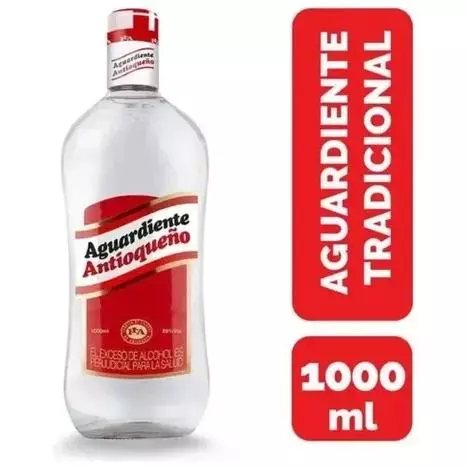 Litro Aguardiente. Guaro Rojo 1000mL