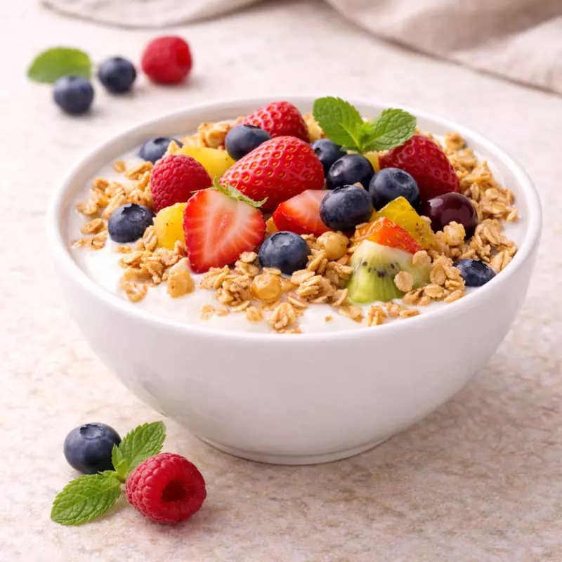 YOGURT CON GRANOLA Y FRUTAS