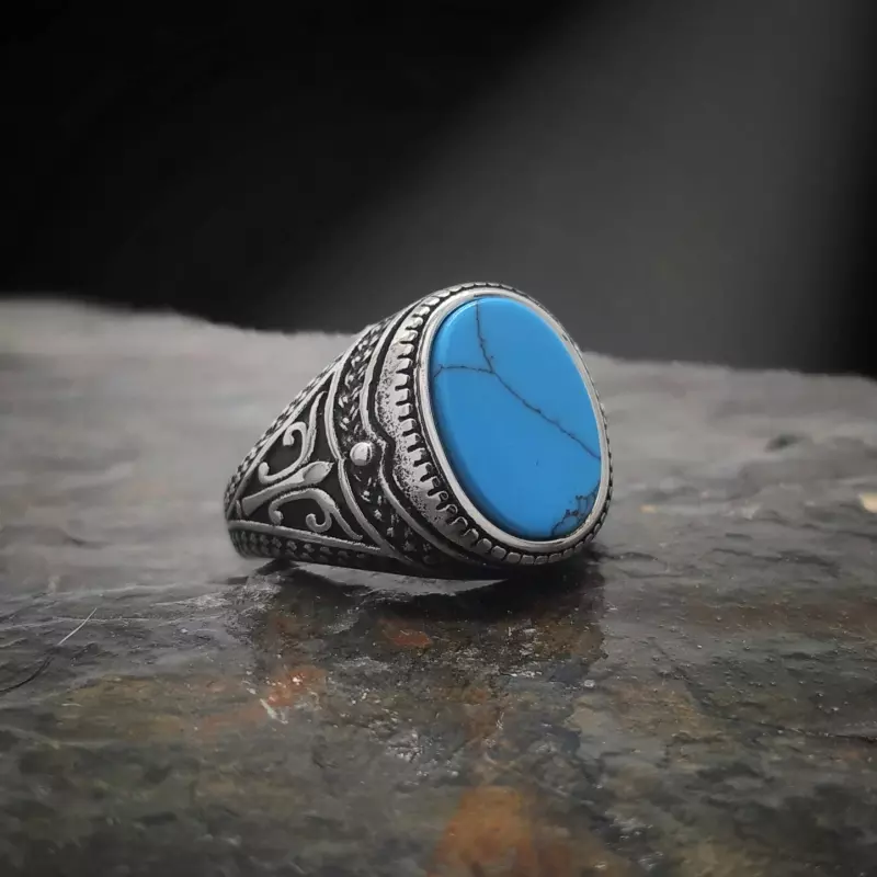 Flat Turquoise Stone Ring