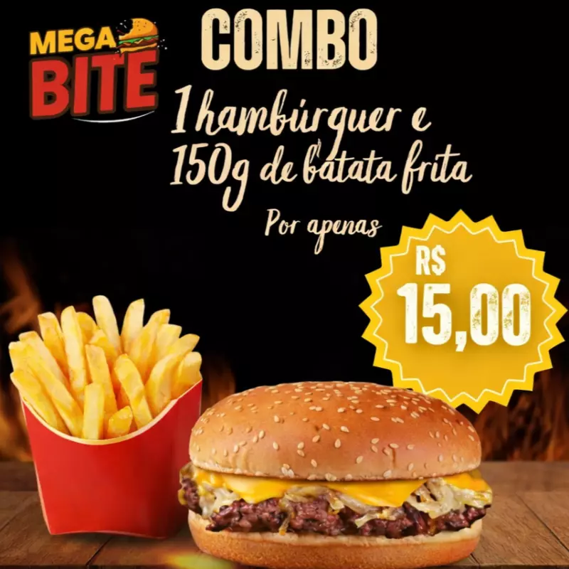 Combo hambúrguer é barata frita