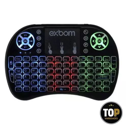 Mini Teclado Sem Fio Exbom Com Leds