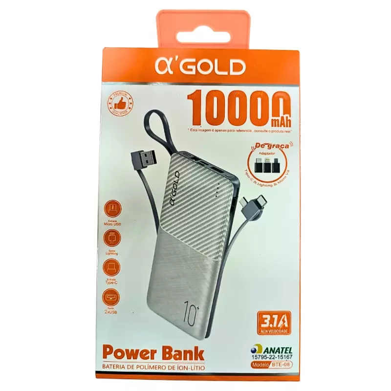 POWER BANK ION-LÍTIO GOLD BTE-08