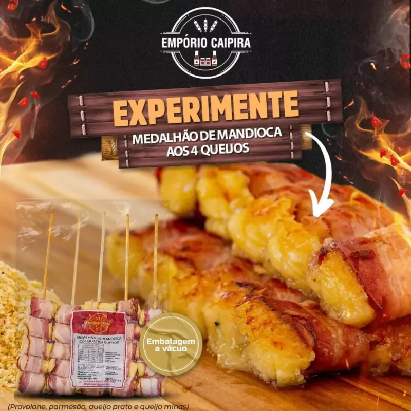 MEDALHÃO MANDIOCA COM QUATRO QUEIJOS