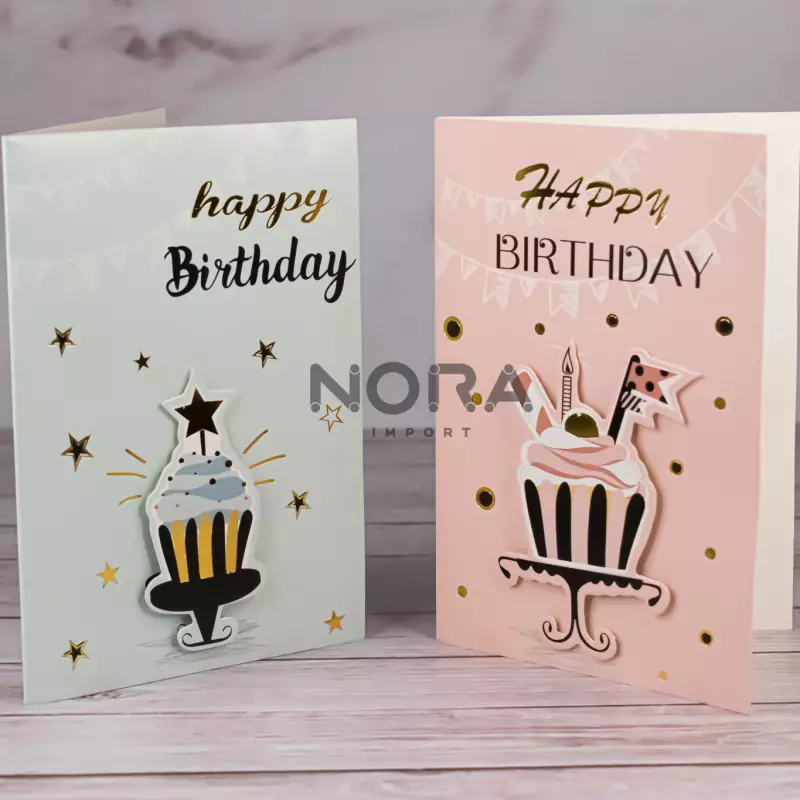 Tarjetas 3D "HB" colores + sobre