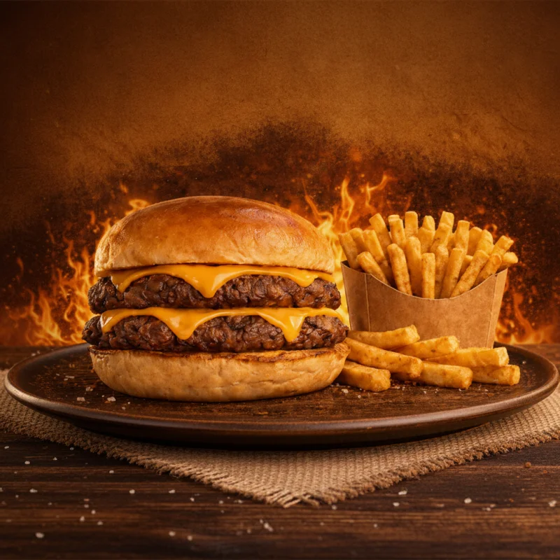 PROMO DE LUNES: DOBLE CHEESE+PAPAS