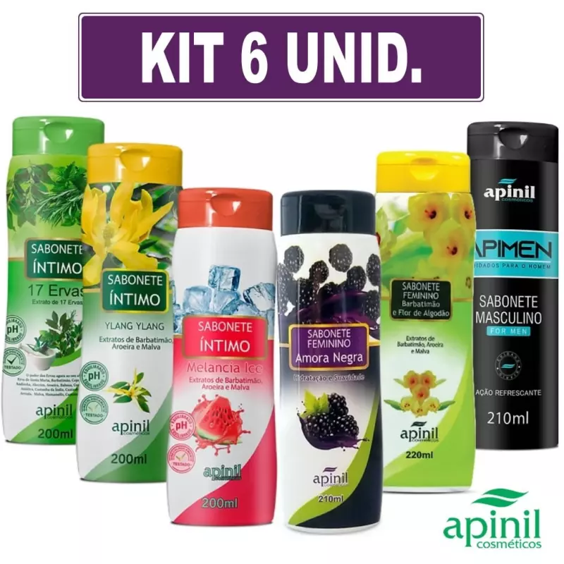 KIT 6 SABONETES ÍNTIMO - SORTIDOS