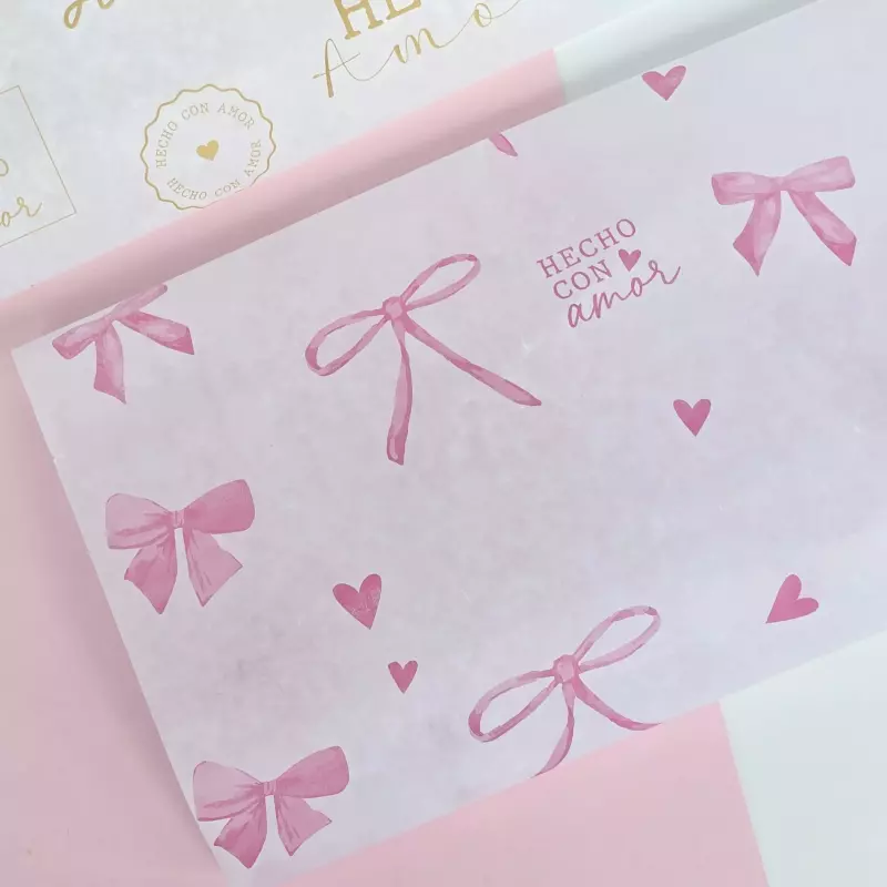 Papel encerado rosado moños