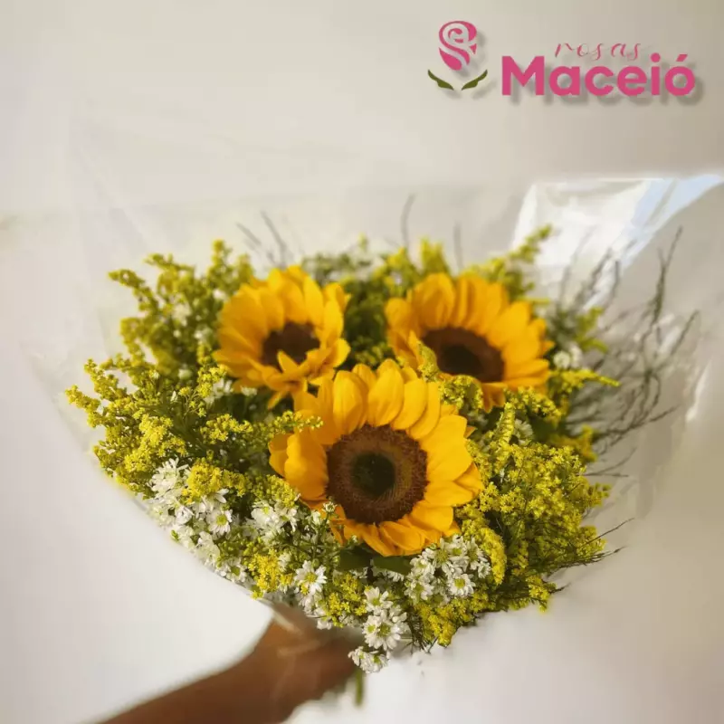 Buquê com 3 girassóis + cartinha