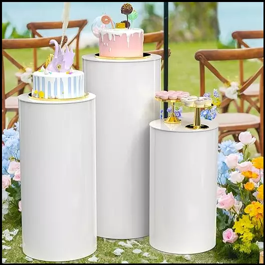 Juego de 3 cilindros de Metal blanco