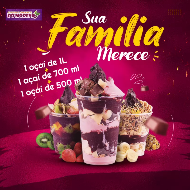 3 açaí (1L + 700ml + 500ml)
