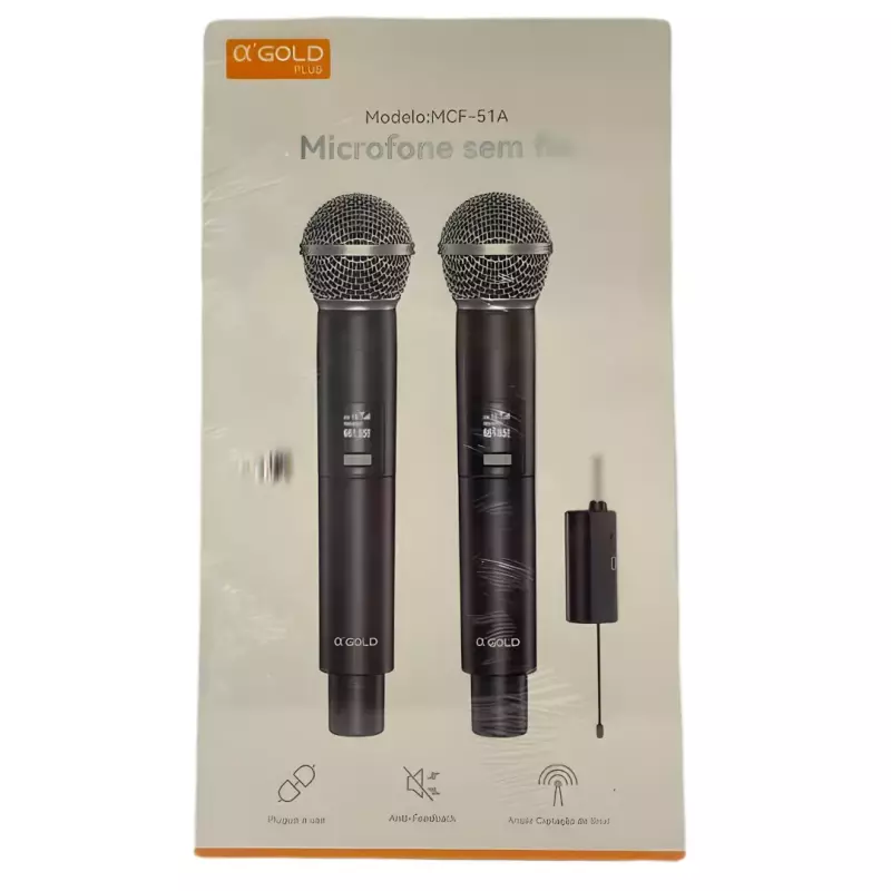 MICROFONE DUPLO S/FIO GOLD MCF-51A