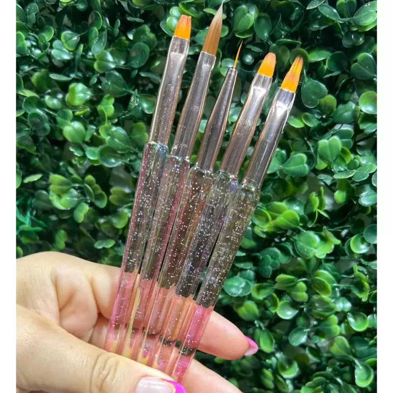 Kit C/5 Pincel Premium Rosa Com Glit