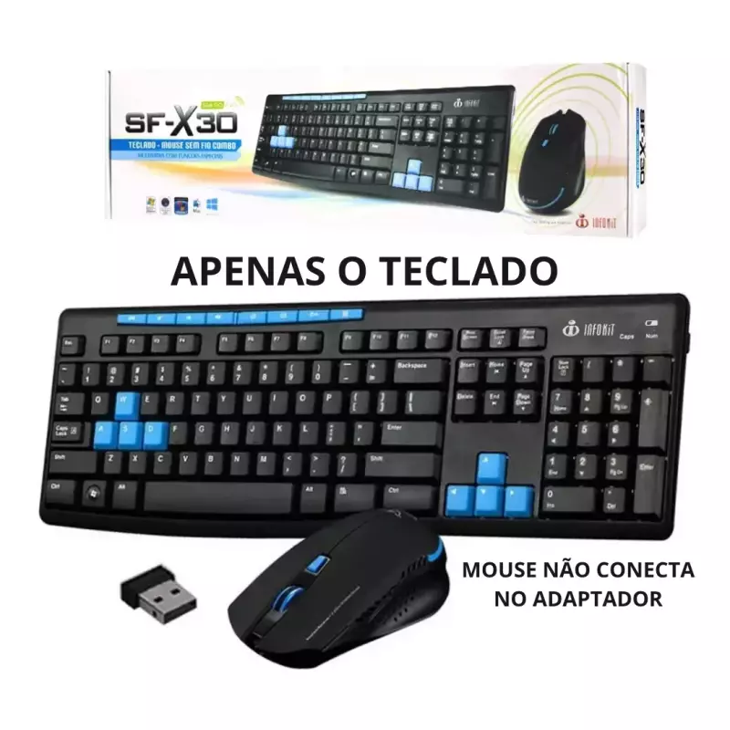 TECLADO SEM MOUSE S/FIO SF-X30