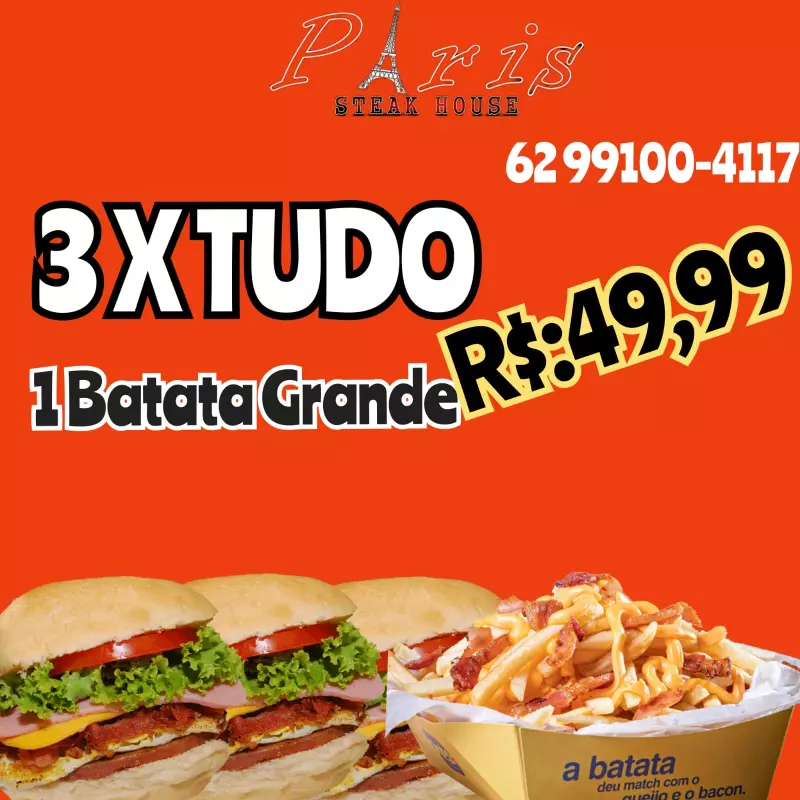Combo 3 x tudo + batata