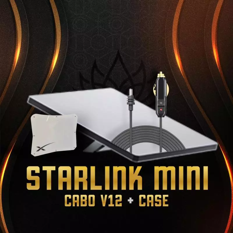 Starlink Mini + cabo 12V + case