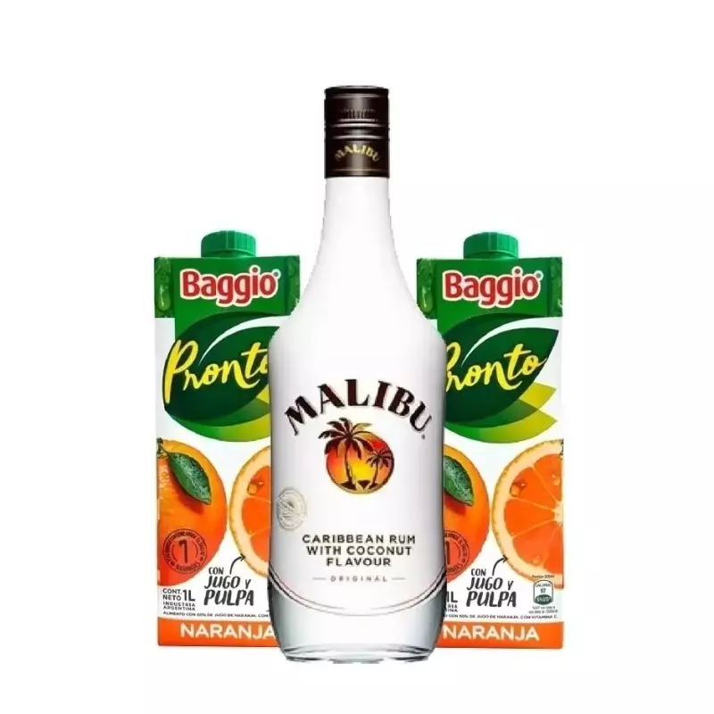 Malibu 750ml + 2 Baggio 1Lts