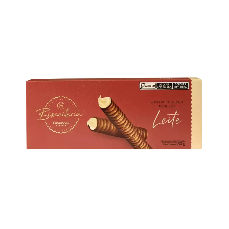 Wafer Biscoiteria Recheio Leite 80g