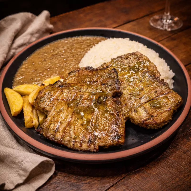 Menestra con chuleta de cerdo