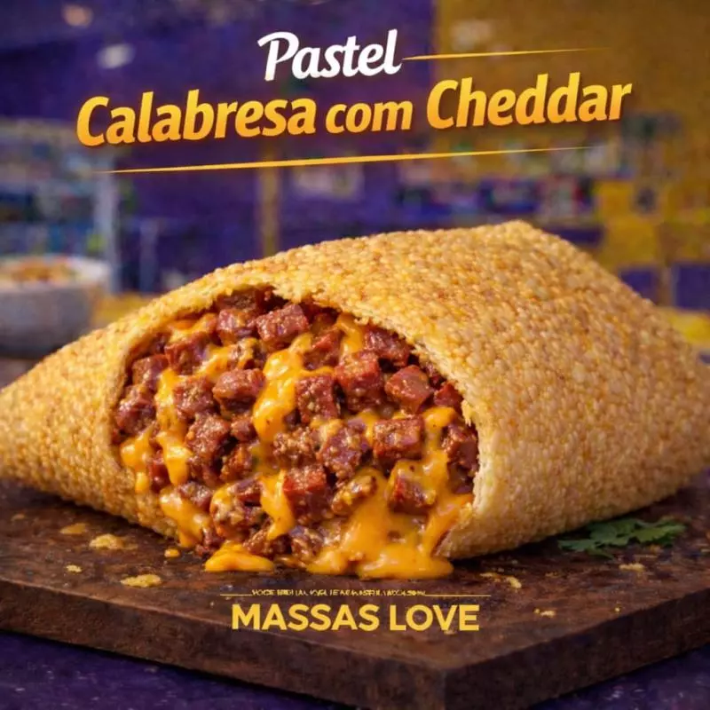Pastel de Calabresa com Chedaar)