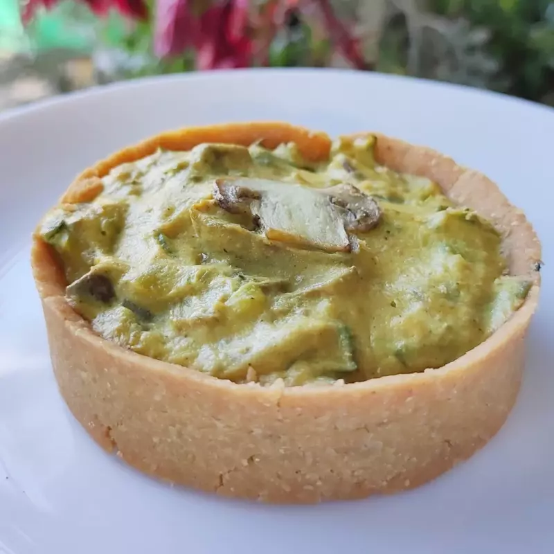 Quiche de cogumelos com alho poró