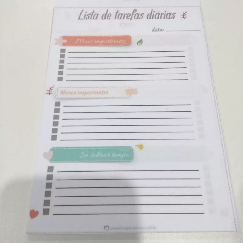 Bloco - Lista de tarefas diárias