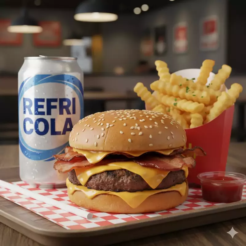 Cheddar Bacon + Fritas + Refri Lata