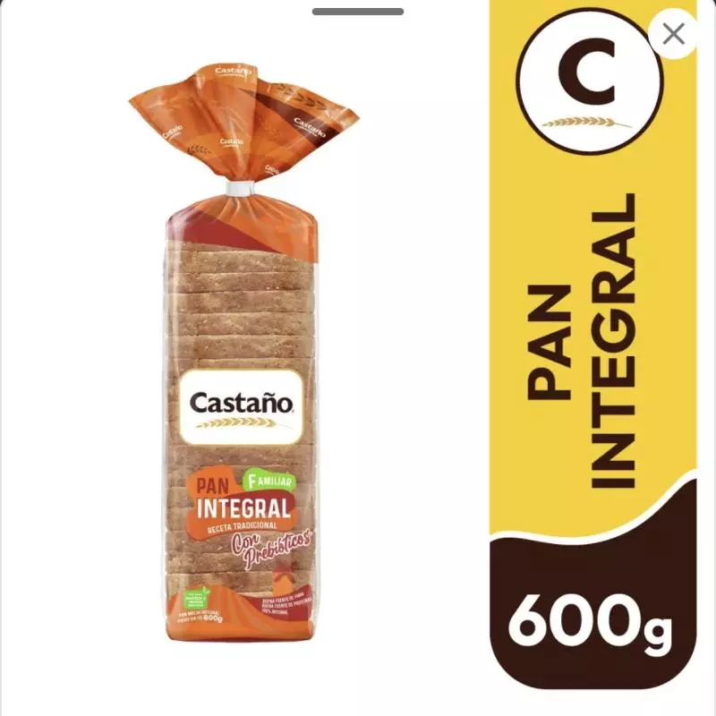 Pan integral castaño 600grs