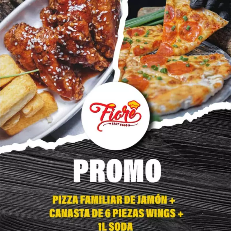 PIZZA FAMILIAR CON CANASTA DE ALAS