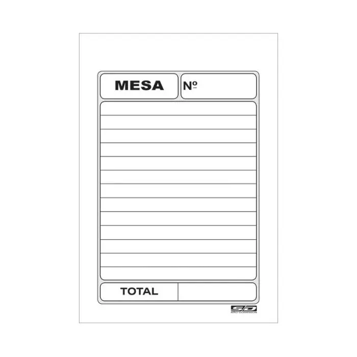 Talão de Pedido de Mesa 50 x 2