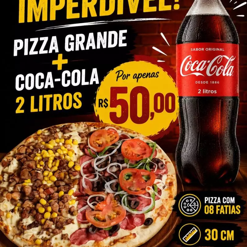Pizza Grande com Coca 02 liitros