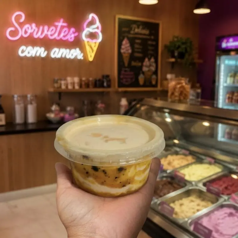 Sorvete de maracujá com geleia