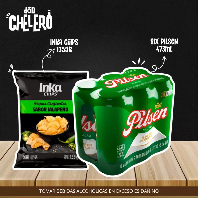 SIX PILSENX473 + 1 INKA CHIPS 135G