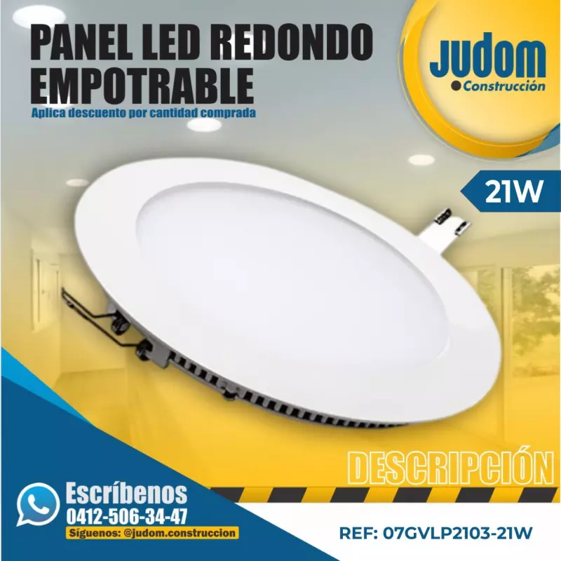Panel Led Redondo Empotrable 21W