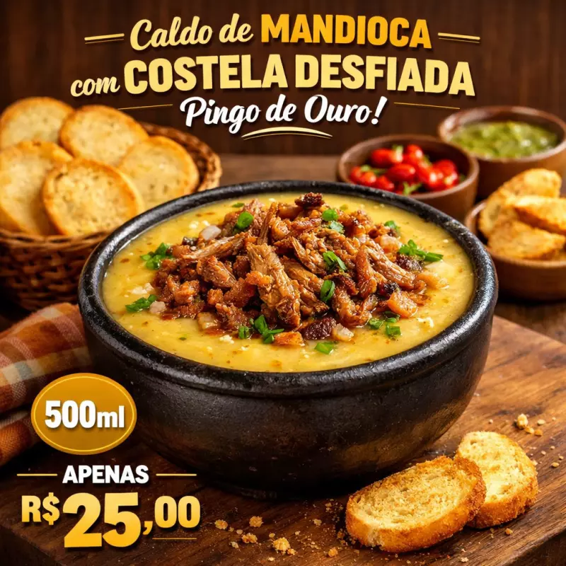 Caldo de mandioca com costela