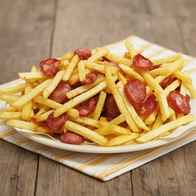 Batata com calabresa Acebolada