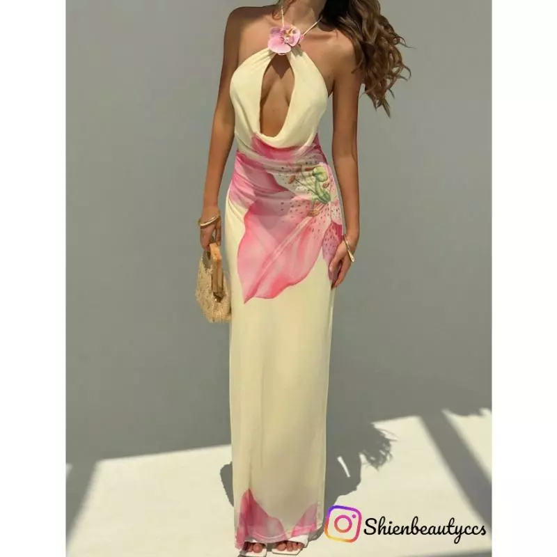 Vestido amrllo con flor Rosa