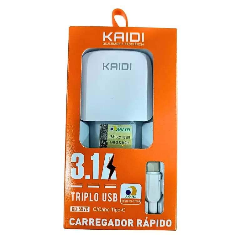 CARREGADOR KAIDI TIPO-C KD-557C