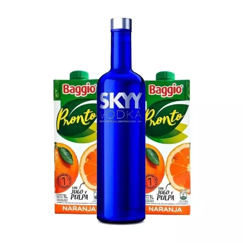 Skyy Vodka 750ml + 2 Baggio 1Lts