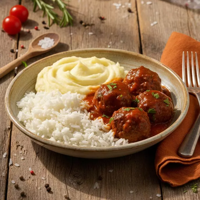 Almôndega de Frango c/Purê de Batata