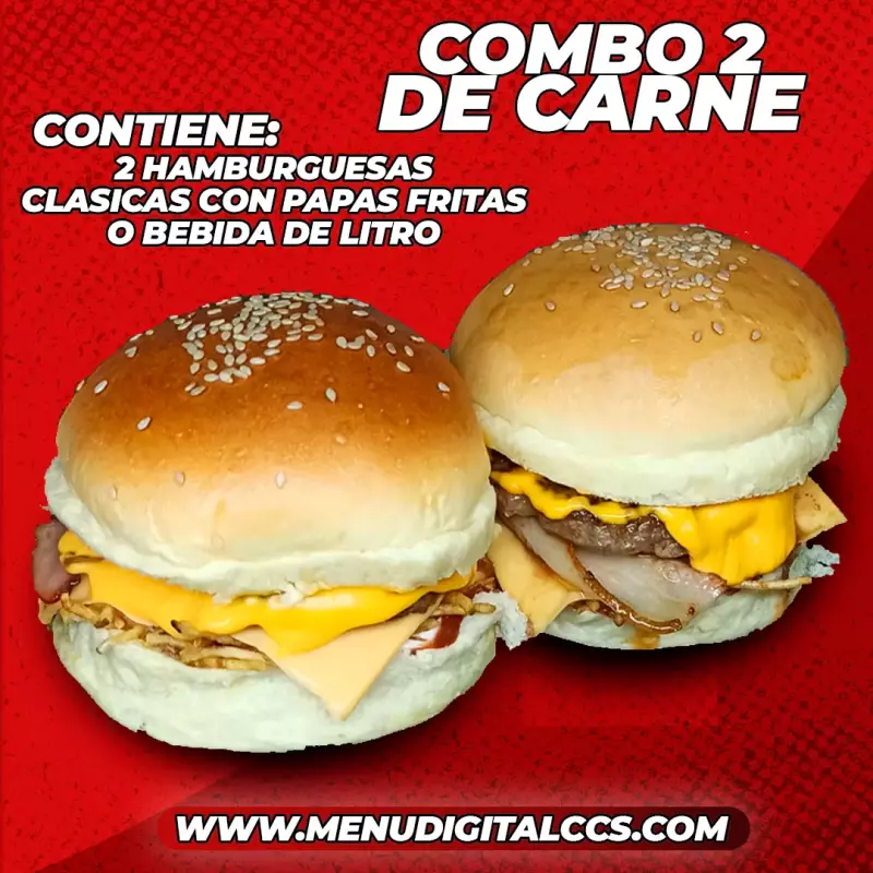 COMBO 2 DE CARNE + BEBIDA 1LTR