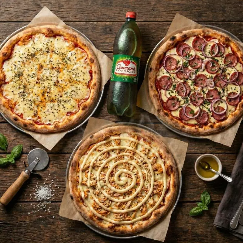 3 Pizzas grande  + Guaraná 2 litros
