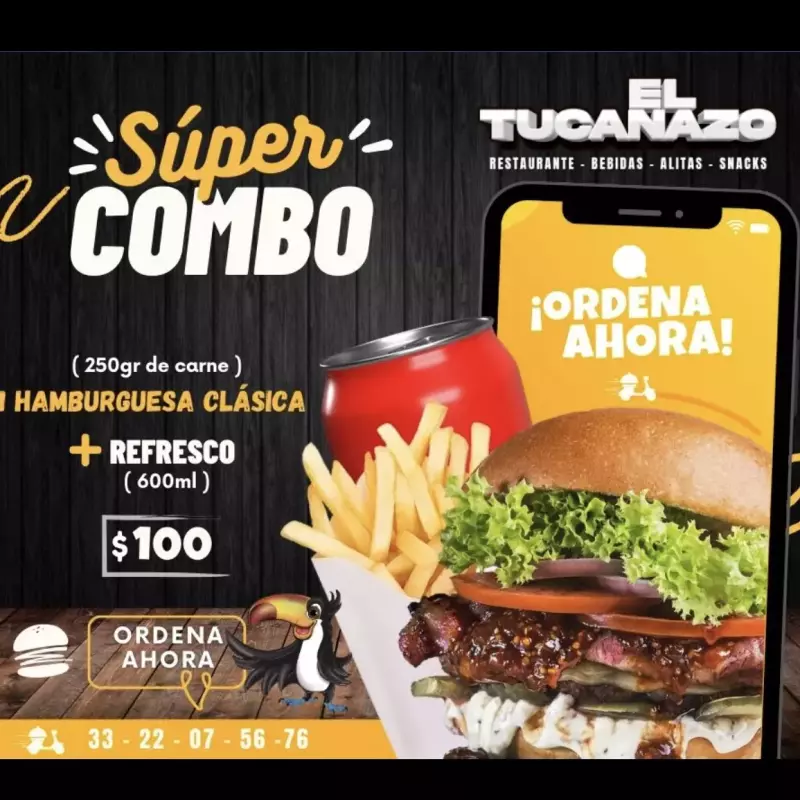HAMBURGUESA CLÁSICA + REFRESCO