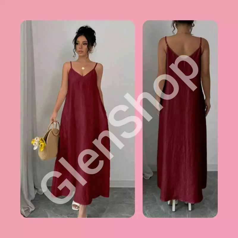 Maxivestido de tirantes burdeos