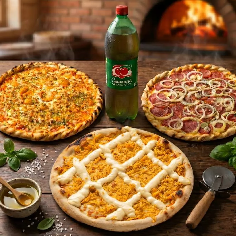 3 Pizzas grande  + Guaraná 2 litros