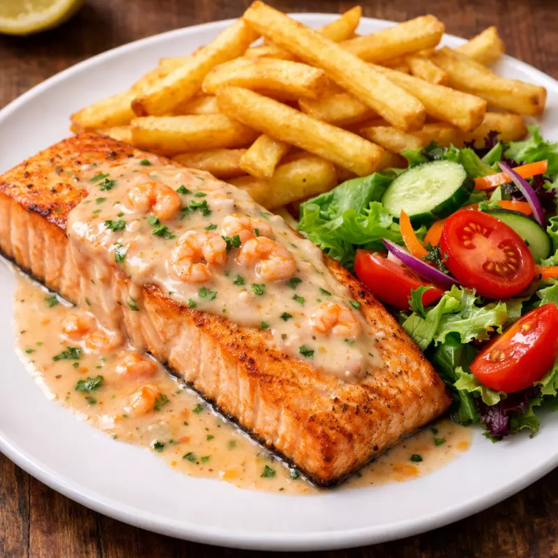 Salmón en Salsa de Camarones