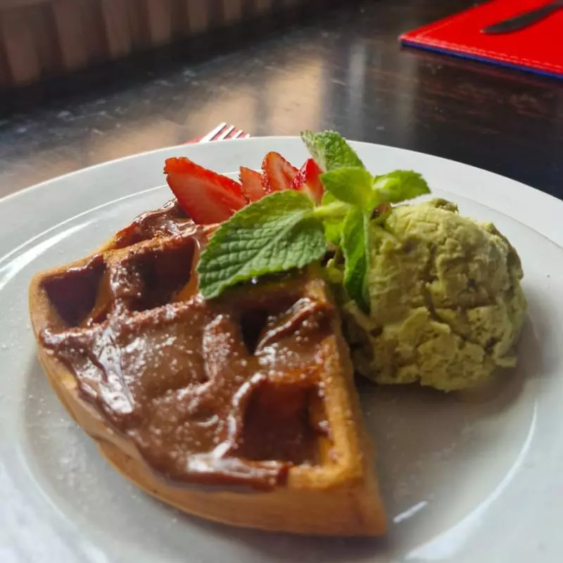 Waffles con helado