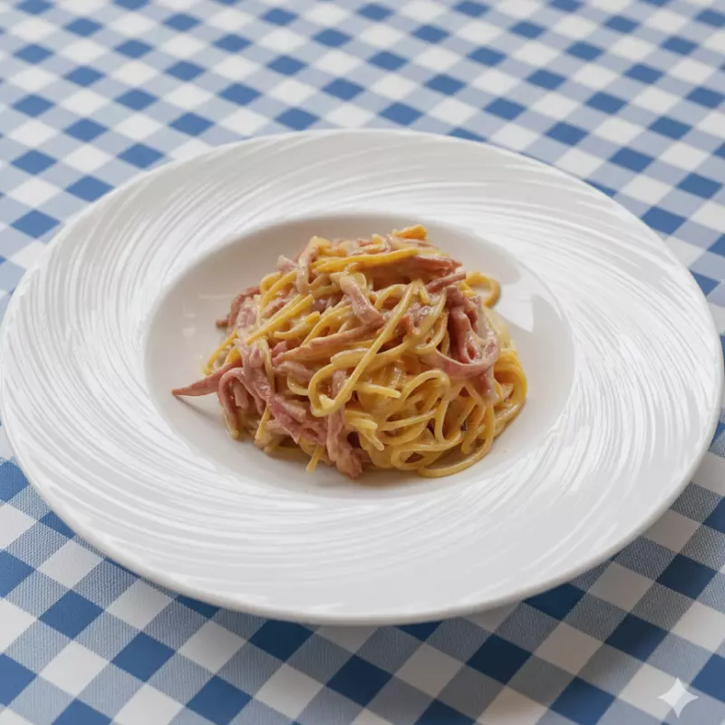Pasta Alfredo con jamón