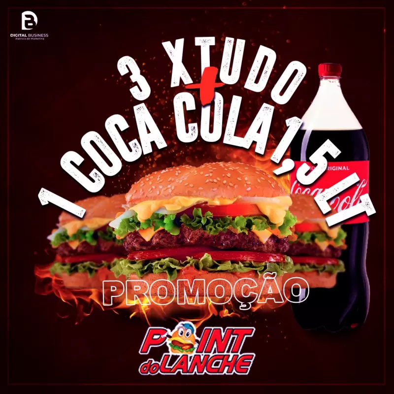 3 x-tudo + 1 coca-cola 2L