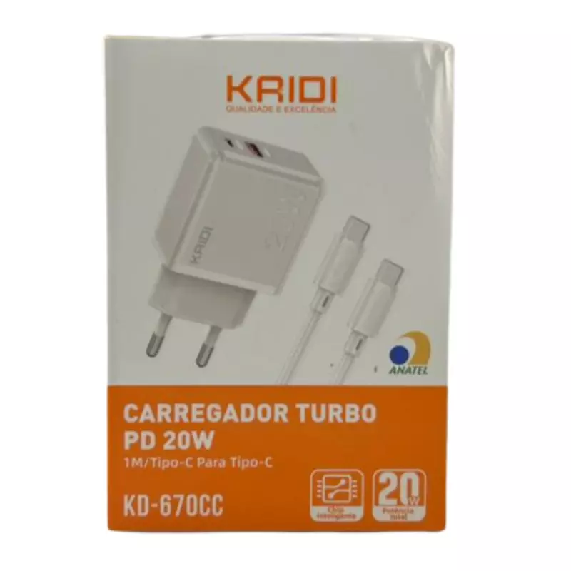 CARREGADOR KAIDI TIPO-C/C KD-670CC